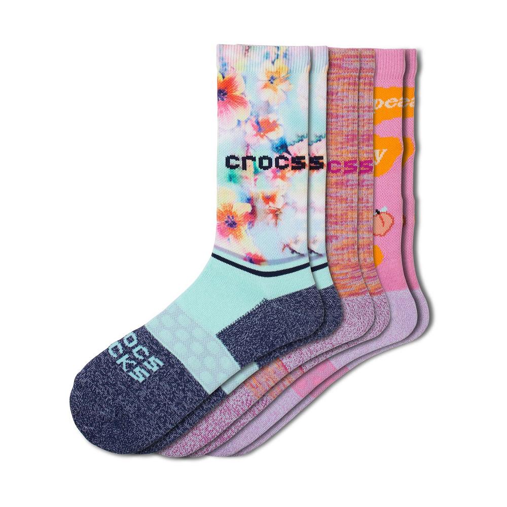 Chaussettes Crocs Adult Crew Seasonal Day Dreamer 3 Pack Homme Rose Multicolore | France 1656LISH